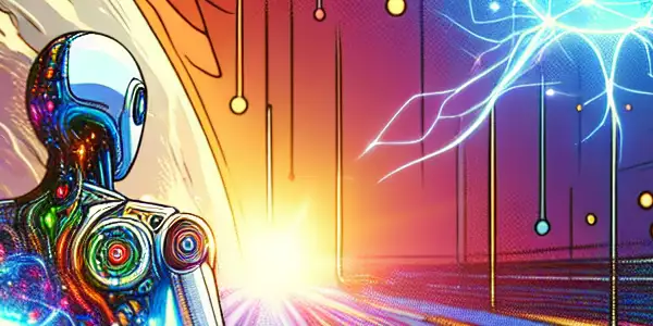智能算法创作的色彩丰富的未来科技漫画插图。