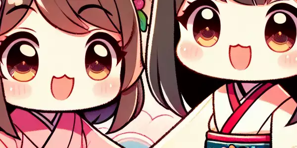 樱花树下的可爱动漫角色，展现春季的日本文化。