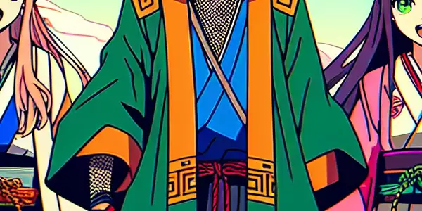 色彩鲜艳的二次元动漫场景，多个卡通角色在幻想世界中。